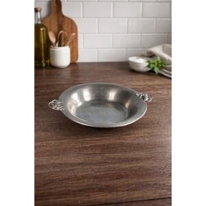 Vintage Italian Pewter Bowl with Decorative Handles, Bania Italy, 11 Inch